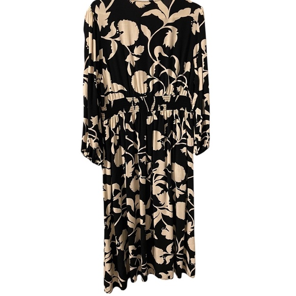 Women's Knox Rose Dress Floral Black/Beige 2" Elastic Waist Size L - Picture 8 of 13
